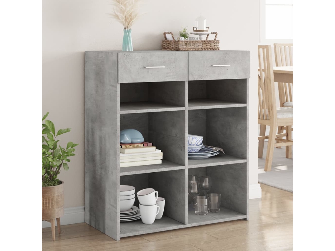 Vidaxl Aparador 80x42,5x93 Cm Derivados De Madeira Cinzento Cimento