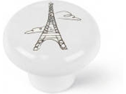 Conjunto de 4 Puxadores Redondos para Móveis Fabricado em Porcelana Ilustrado Mod.E816 40Mm REI