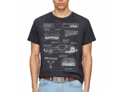 Rockinstone Back To The Future Movie Blueprint 2 Heather Navy Adult T-shirt Size:l