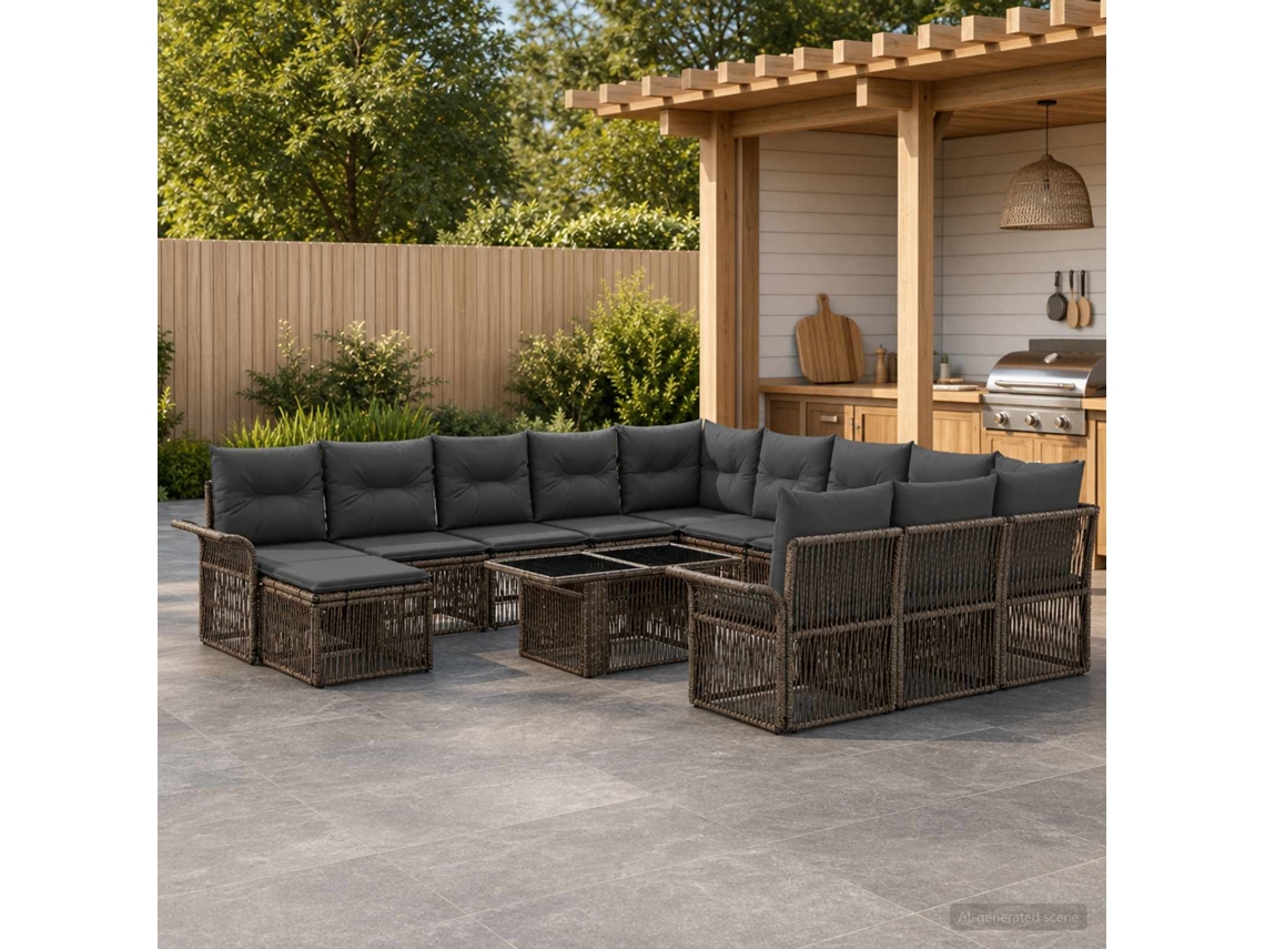 Vidaxl Conjunto De Sofá De Jardim 13 Unid. Cinza E Cinza Escuro