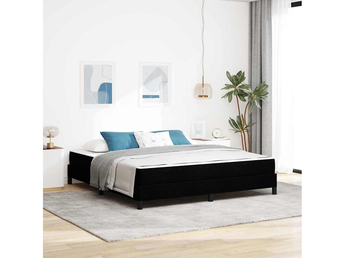 Vidaxl Cama Box Preto 180 X 200 Cm Tecido