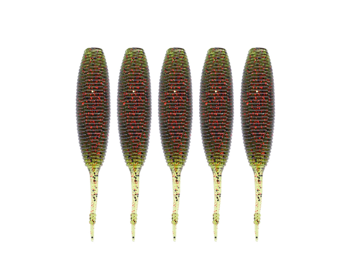 Soft Bait (bionic Lure, Mimetic Fake Bait) 9cm/8g Fat Flying Pupa Potato Bee Pupa Lure 5 Pieces Per Pack Dark Green With Red Star