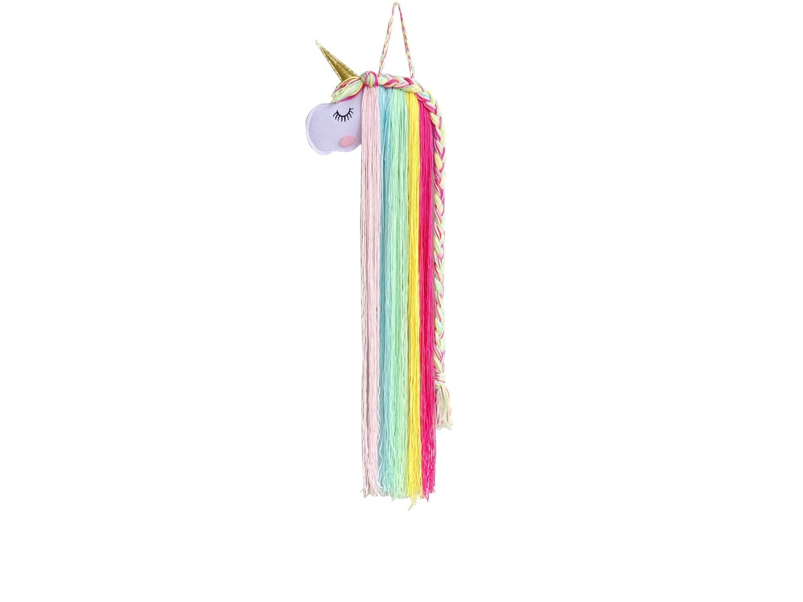 Conjunto de Grampos Cabelo Feltro com Unicórnio e Arco, Íris, Organizador de Parede para Guardar Presilhas Cabelo BRILVIBERA