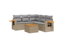 Conjunto de 6 Sofás P/ Jardim com Almofadões Vime Pe Bege MAISON EXCLUSIVE (80x200 cm)
