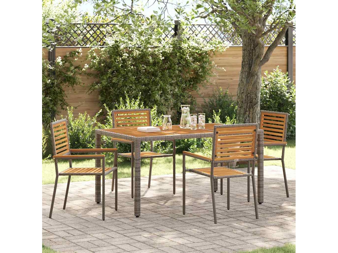 Vidaxl Cadeiras Empilháveis Para Jardim 4 Unid. Marrom E Cinza