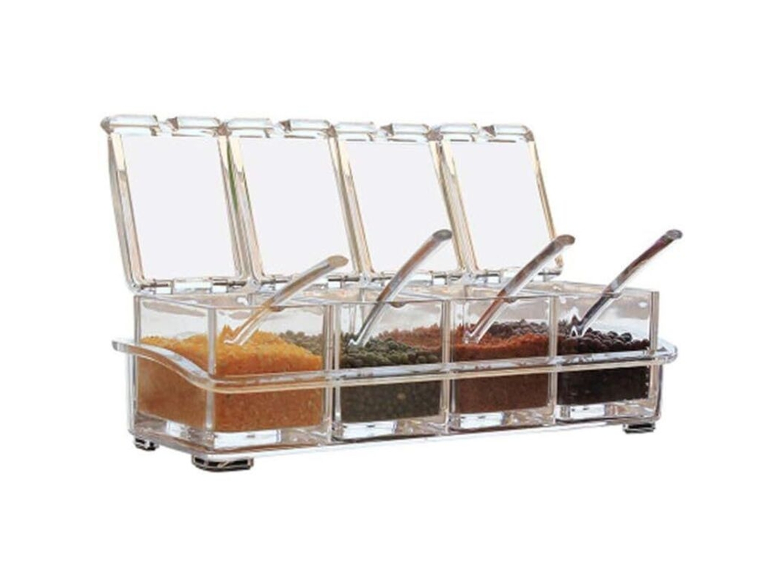 Caixa Temperos Acrílico 4pcs Cozinha DUREFORWARD