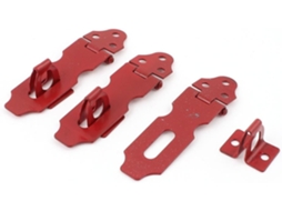 Cadeado de Segurança Metálico para Armário, Trava Porta, Fecho 2,5", Vermelho, 3 Peças CHABERLU