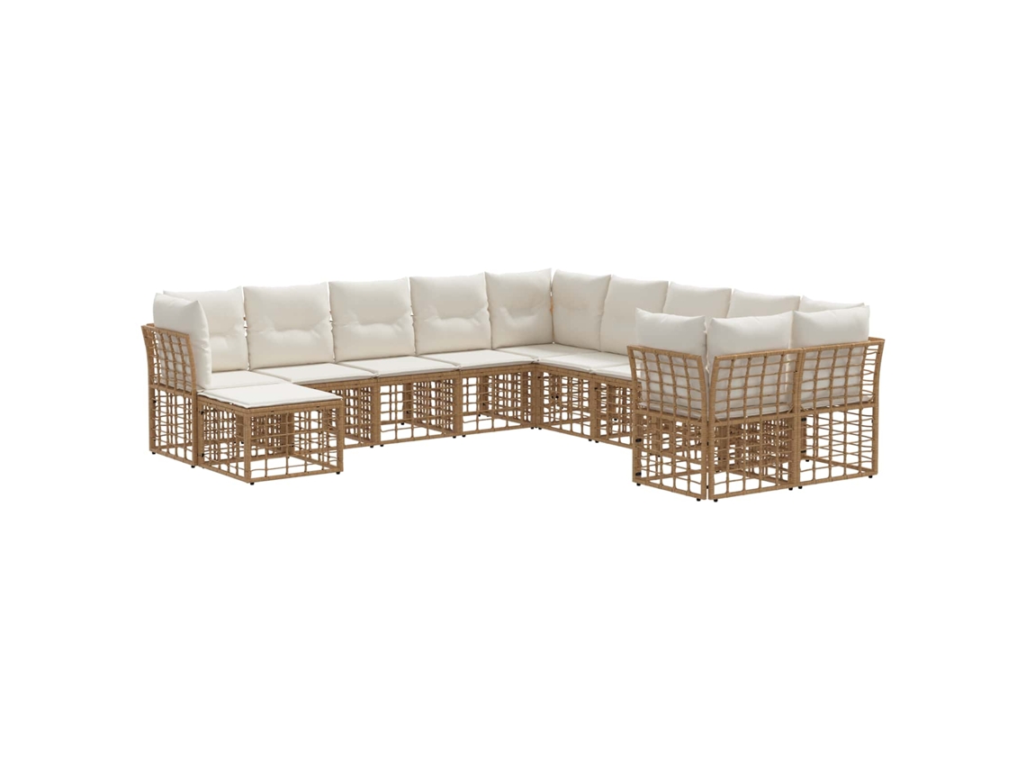 Maison Exclusive - Conjunto De Sofás Para Exterior 11 Unid. Natural E Branco Creme