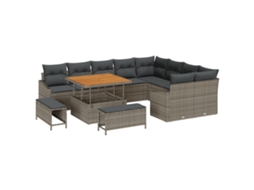 Conjunto 12 Assentos De Jardim Vidaxl Cinzento Vime Pe (100 X 100 X 71 Cm)