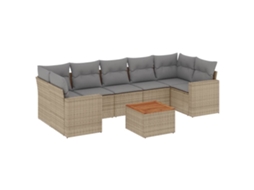 Conjunto de 8 Sofás para Jardim com Almofadões Vime Pe Bege MAISON EXCLUSIVE (8 pcs)