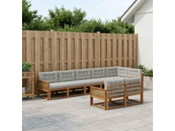 Vidaxl Conjunto De Sofás Para Exterior 8 Unid. Natural E Cinza Claro