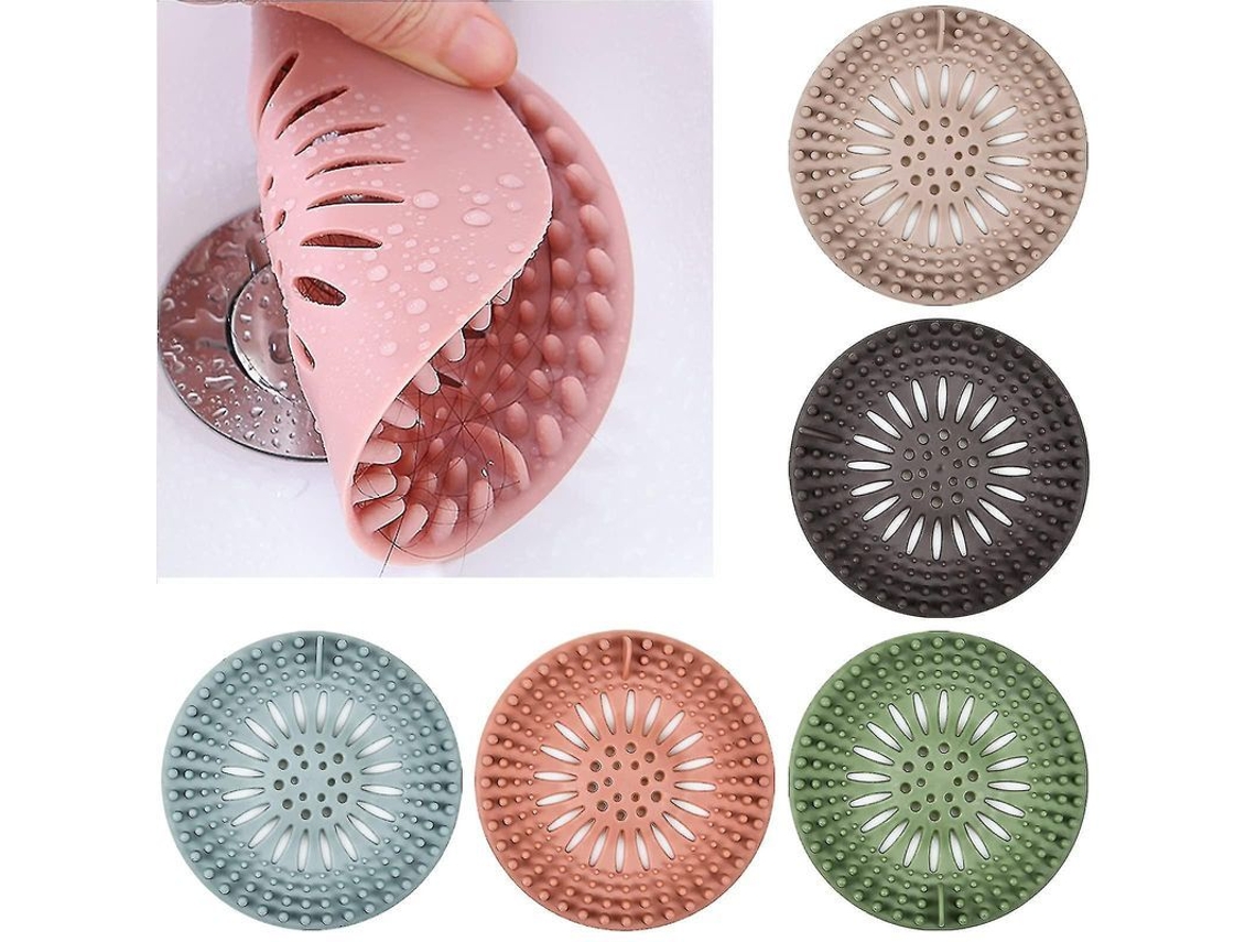 Filtro Para Cabelo De Dreno Em Borracha: 5 Cores, Fácil Instalação, Reutilizável - Para Piças, Banheira E Cozinha