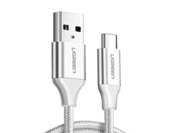 Cabo Usb Para Usb C Ugreen Us288, Qc3.0, 0,25 M (branco)