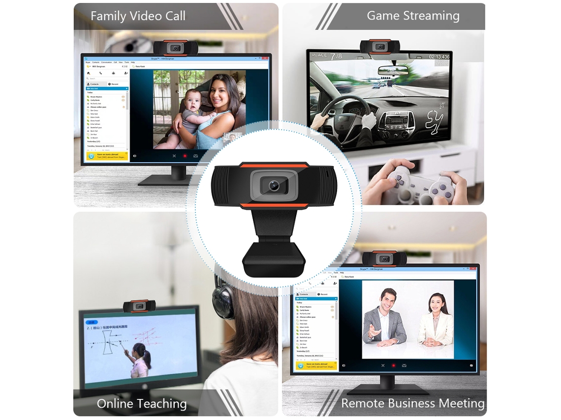 Câmera Web 720p Usb Com Microfone Para Streaming Ao Vivo, Ensino Online, Chamadas De Vídeo, Conferências E Jogos