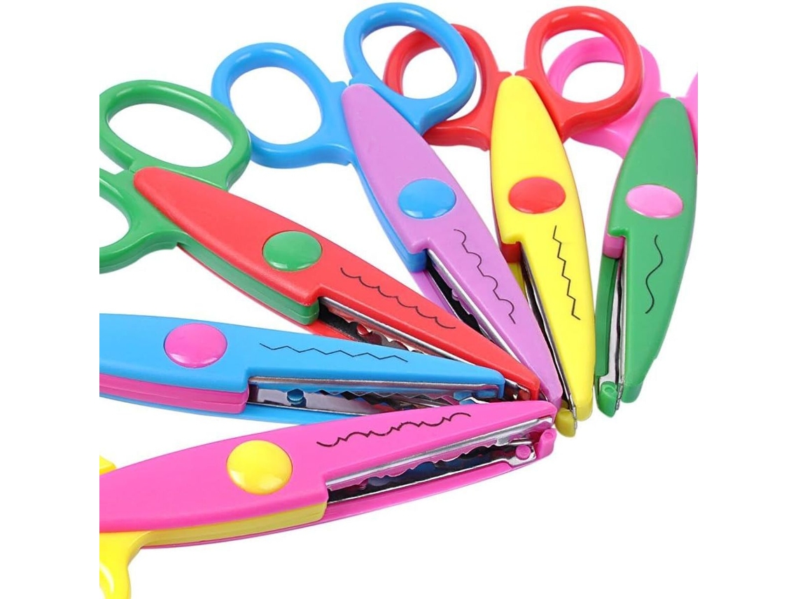 Conjunto de 6 Tesouras Criativas Coloridas com Lâmina para Professores, Alunos e Fotos Diy, Klb BRILVIBERA