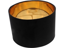 Abajur Decorativo Em Tecido Forrado Com Veludo Dourado, Ø30cm, Para Soquete E27.