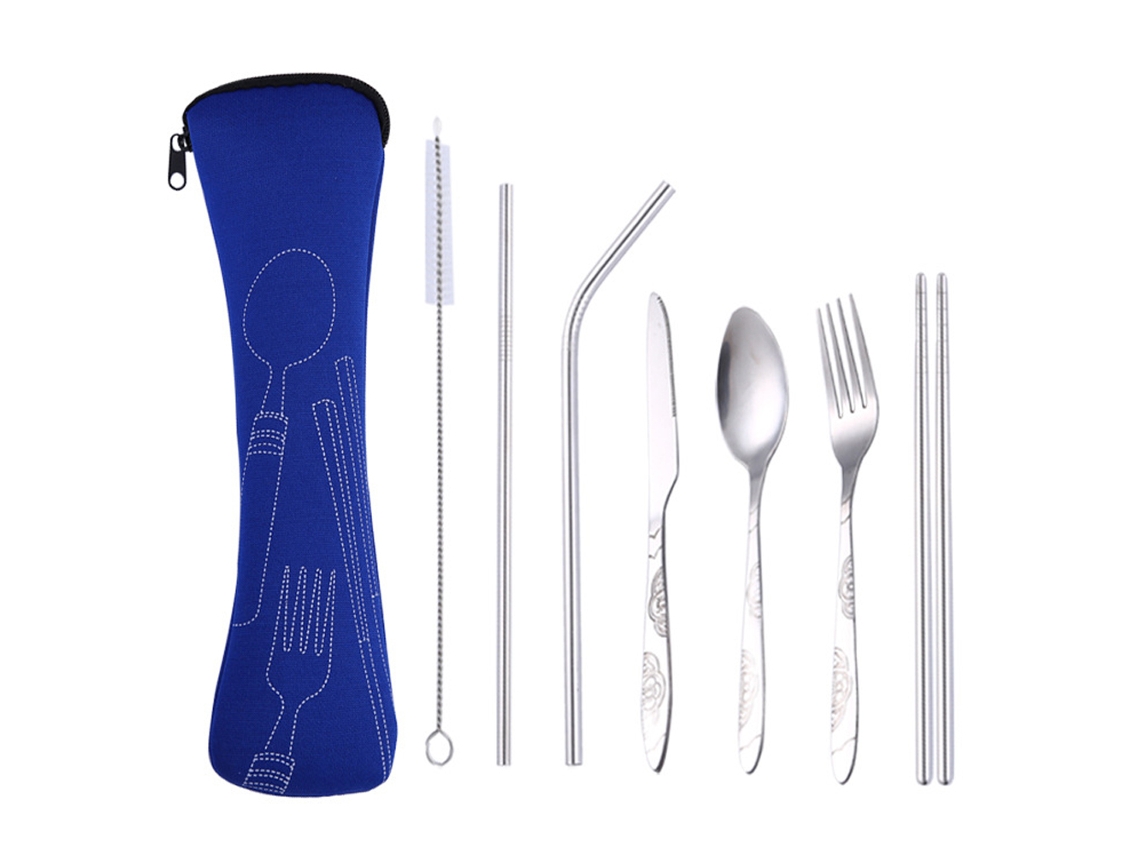 Conjunto de Talheres Portátil em Aço Inoxidável para Exteriores Conjunto de Sete Peças NEVEANCE