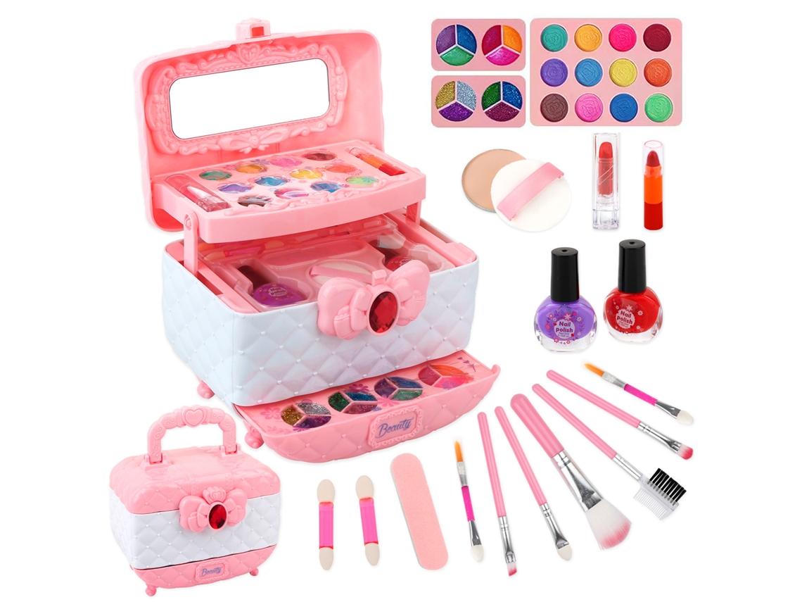 Mali conjunto de Maquiagem para Meninas Brincadeira Lavável com Mala Presente de Aniversário Natal
