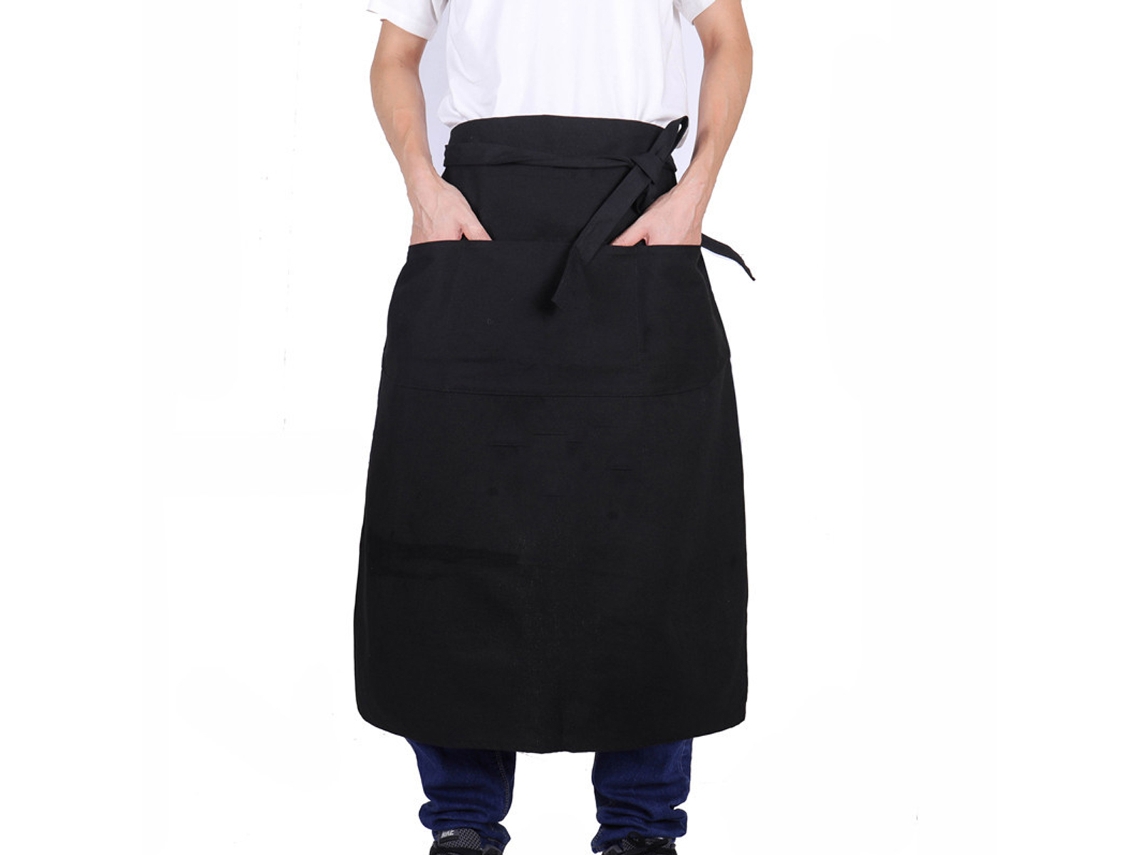 Avental Garçom Preto, 2 Bolsos