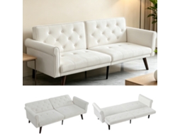 Sofá-cama 2 Em 1 Dobrável Com Encosto Ajustável Para Sala E Quarto, Bege