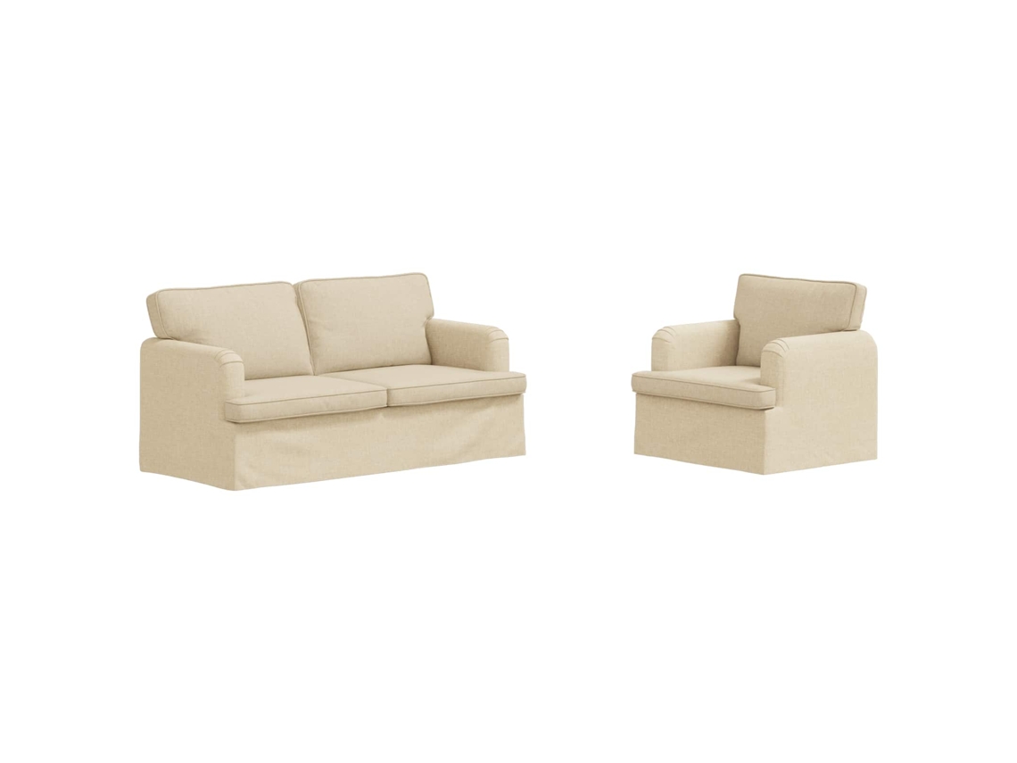 Maison Exclusive - Conjunto De Sofás 2 Unid. Creme Tecido