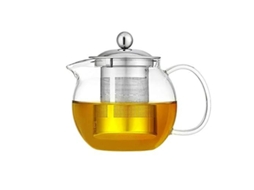 Bule com Coador e Tampa em Inox Bule em Vidro Borosilicato Adequado para Fogão Flores e Folhas Soltas Pote Redondo em Vidro 650 Ml