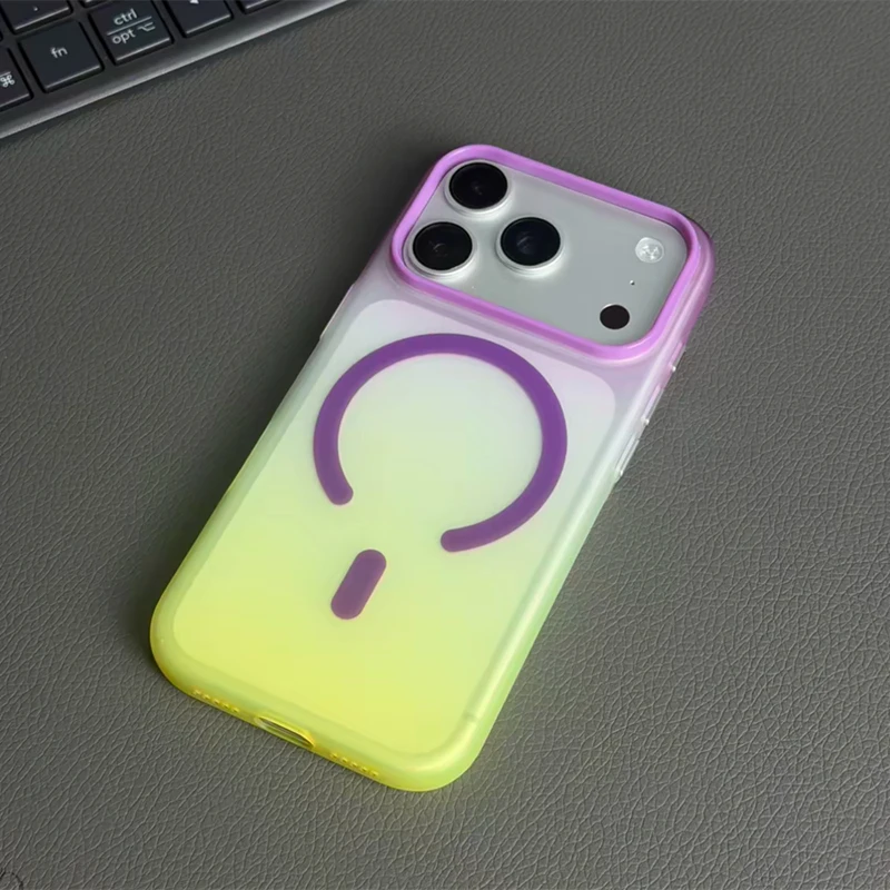 Capa Para Iphone 16 Pro Max (roxa), Com Efeito Degradê Magnético E Acabamento Fosco Em Policarbonato Rígido.