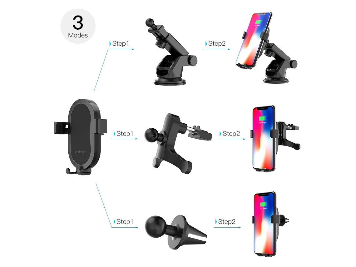 Carregador Sem Fio Rápido 10w Dodocool com Suporte para Carro S/MARCA