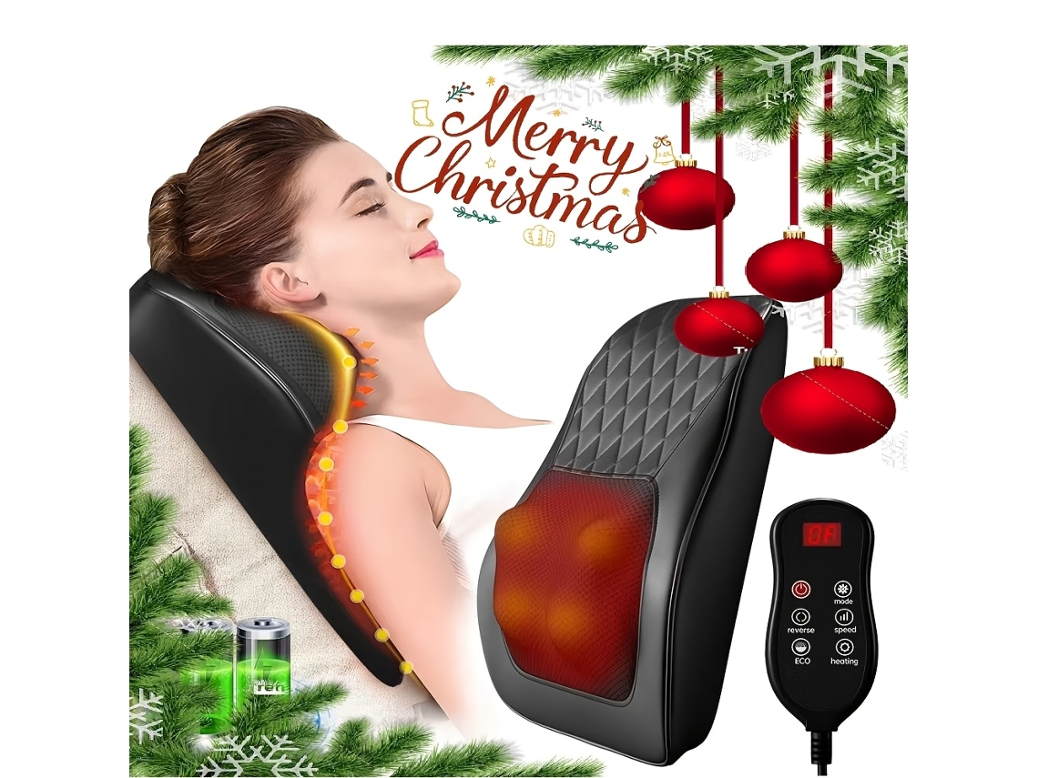 Massageiro de Costas com Função para o Pescoço e Aquecimento, Almofada de Massagem 3d, Adequado Como, Compacto, Recarregável, Uso Diário... STELASPLEN