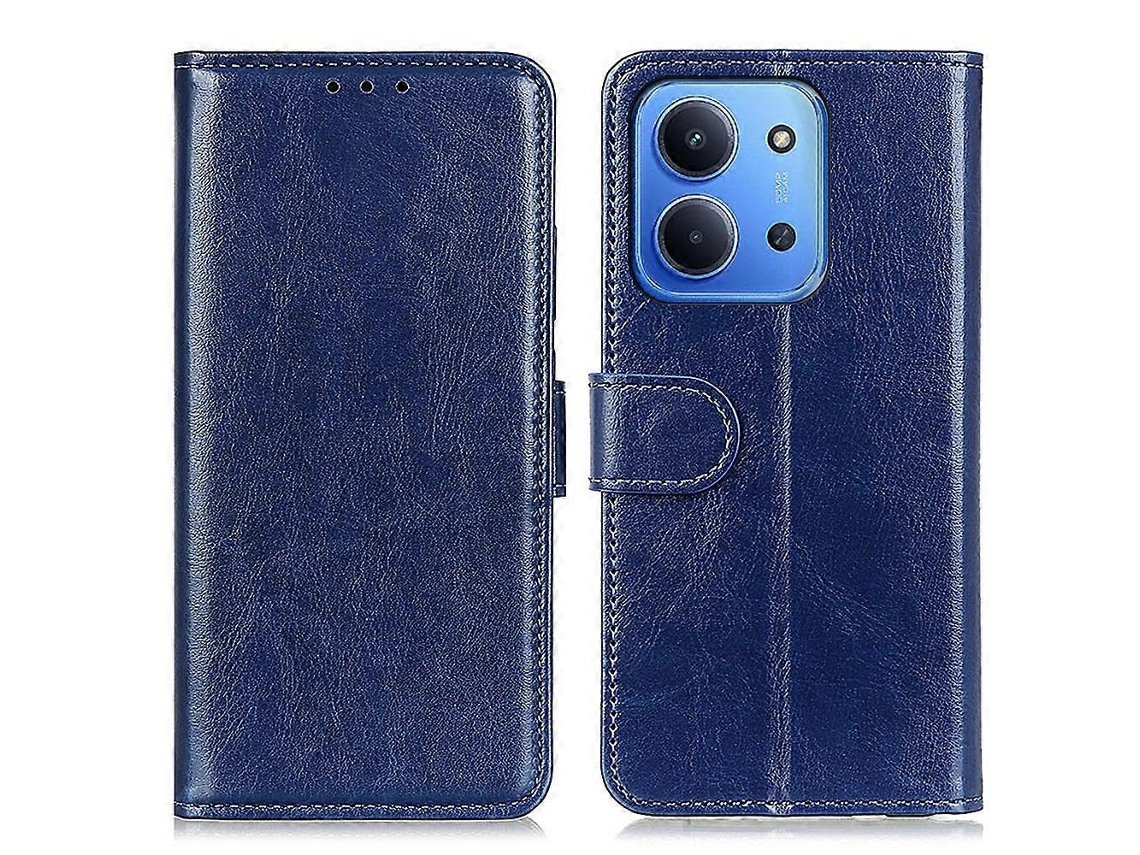 Capa Tkdaddy Para Xiaomi Redmi 15c 5g (ue) (173 Mm) / 15c 4g (ue) (173 Mm) Com Textura Crazy Horse Em Couro Pu E Suporte Para Celular, Azul