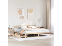 Vidaxl Estrutura De Cama C/ Gavetas 180x200 Cm Madeira De Pinho Maciça