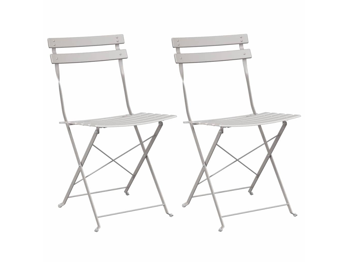 Maison Exclusive - Cadeira Dobrável De Jardim 2 Pcs Bege 42 X 46 X 82cm Metal