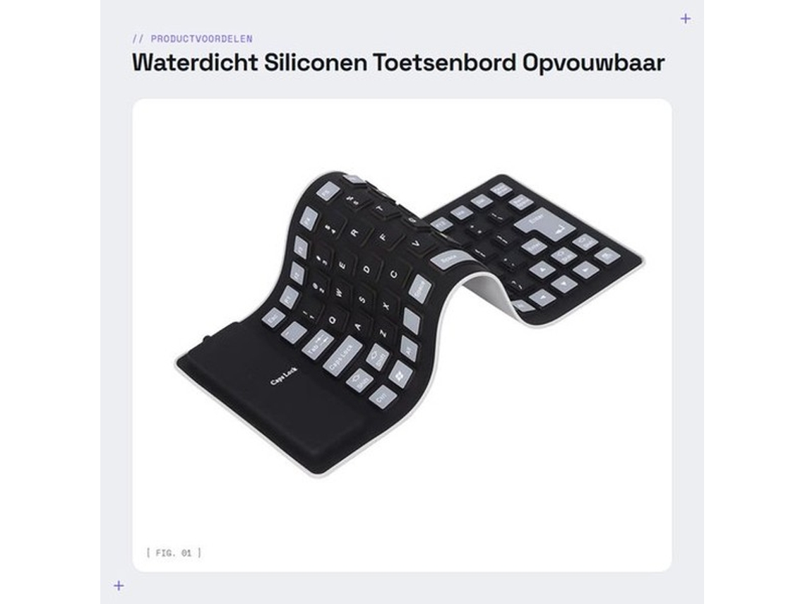 Teclado Siliconico Impermeável - Plegável Flexível - Leve E Portátil - Resistente À Poeira E Silencioso - Adequado Para Computadores Portáteis - Preto
