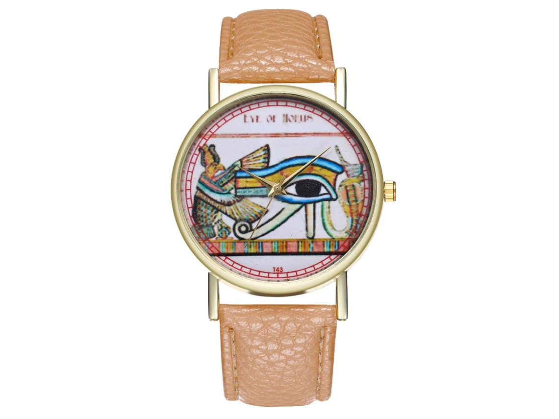 Relógio de quartzo casual unissex com pulseira de couro PU (creme)