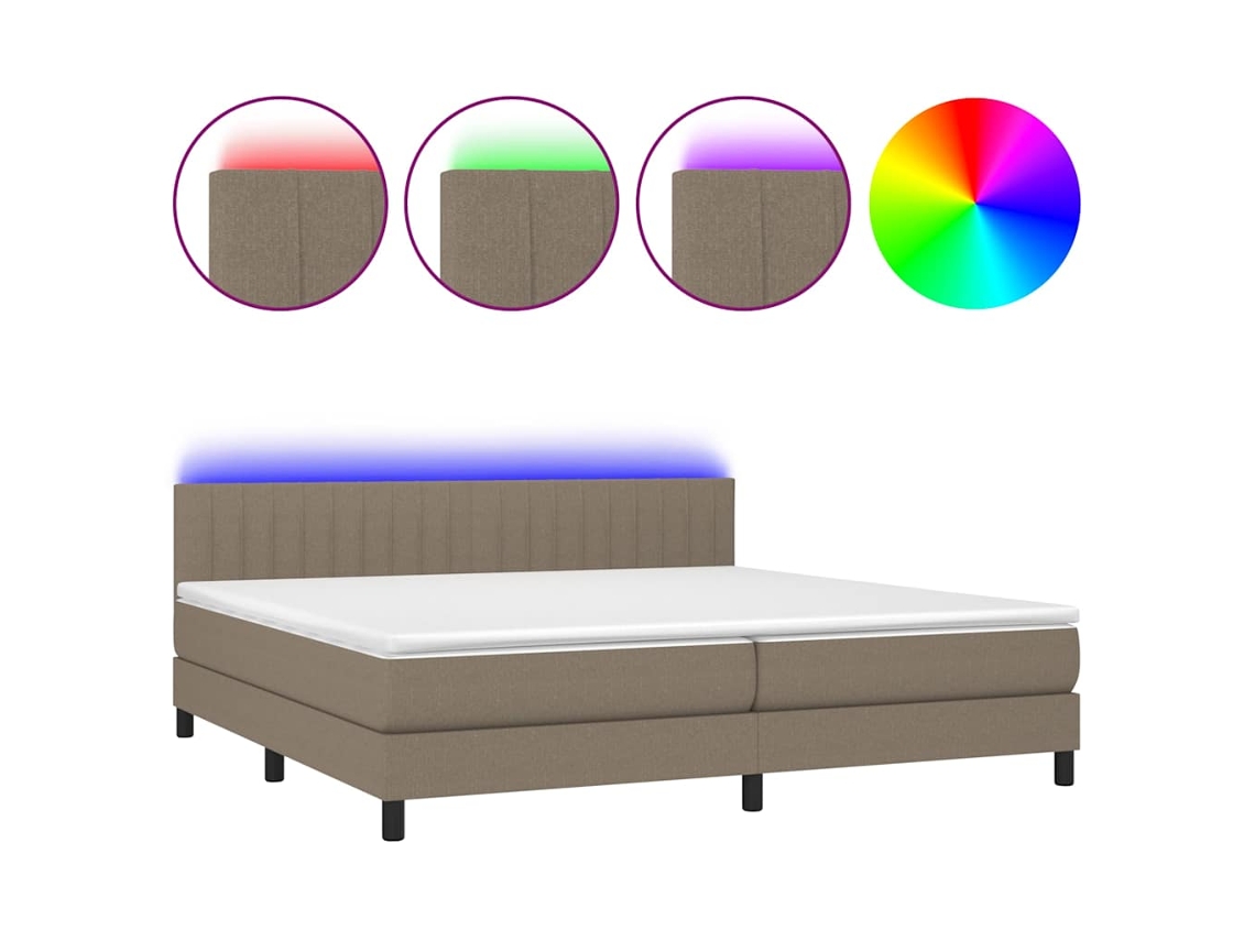 Conjunto 1 Cama Box Spring Vidaxl Marrom-acinzentado Tecido (203 X 200 X 88 Cm)
