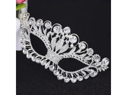 Máscara De Baile De Strass Com Diamantes E Meia Face, Acessório Para Festa, Fantasia, Prata