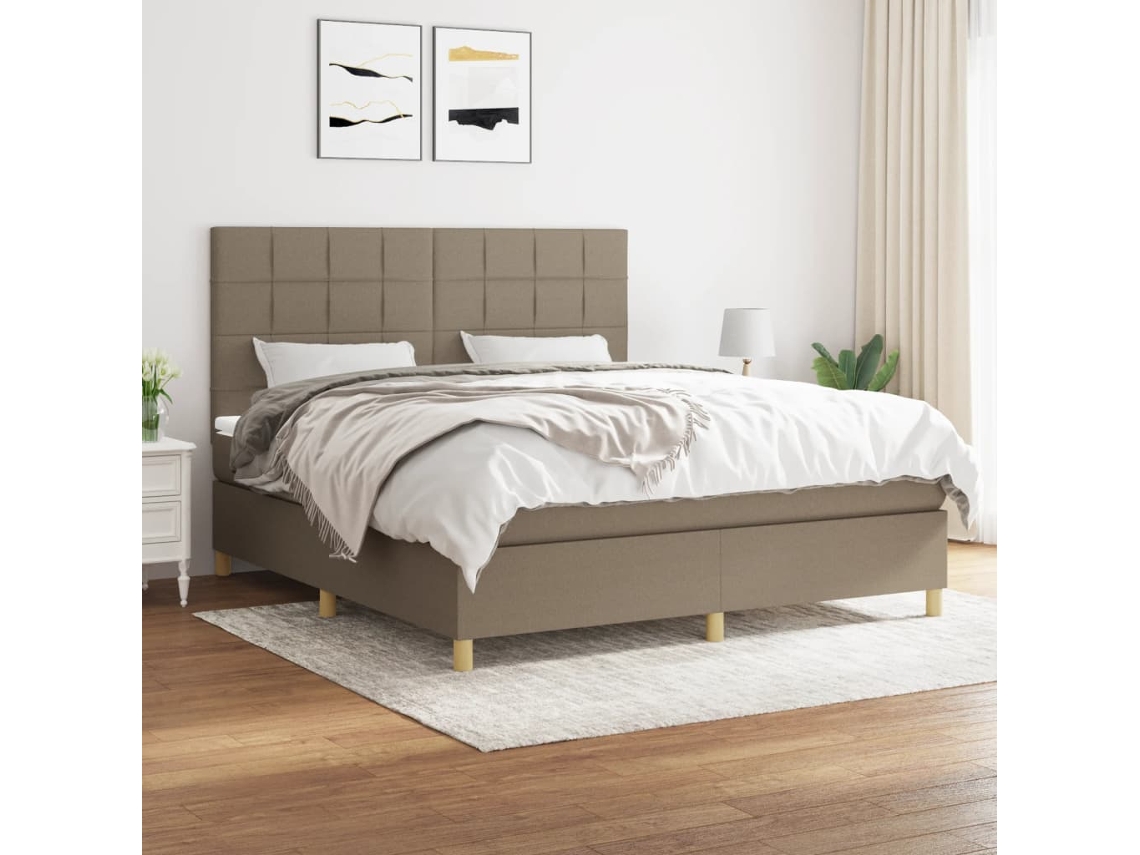 Vidaxl Cama Com Molas/colchão 180x200 Cm Tecido Castanho-acinzentado