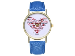 Relógio de Pulso Casal de Quartzo com Pulseira de Couro Pu Estilo Simples Azul Royal