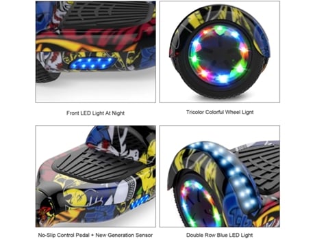 Hoverboard HITWAY 6.5'' Led Light Bluetooth Speaker Amarelo