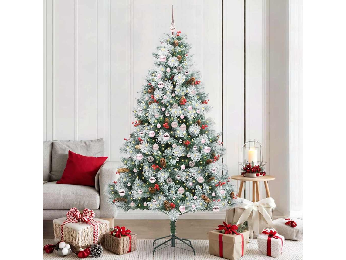 Vidaxl Árvore De Natal Artificial Verde E Branco 210 Cm