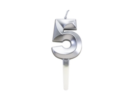 Vela de Número 5 Grande com Glitter 3d de Diamante Prateado LAXISCREED
