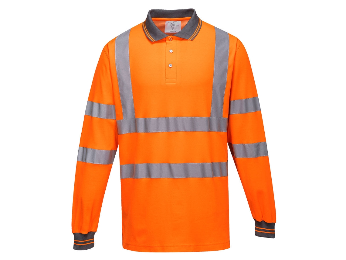 Polo Manga Longa Alta Visibilidade Algodão Conforto / Laranja / L Portwest