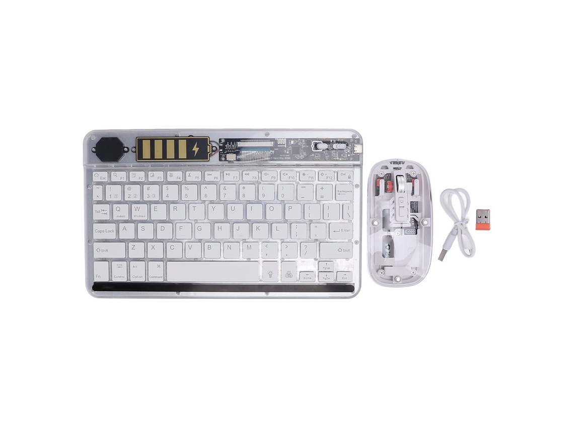Combo Silencioso De Teclado E Mouse Sem Fio Bt5.1 Branco