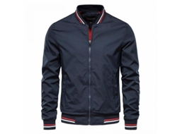 2026 chaqueta Casual Hombre Primavera Otoño Teenager Campera Delgada Moda Manga Larga Cremallera Cuello Alto Talla Lzd XXL Azul Marino
