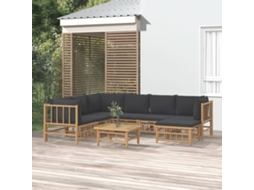 Vidaxl 8pcs Conj. Lounge de Jardim Bambu C/ Almofadões Cinzento escuro