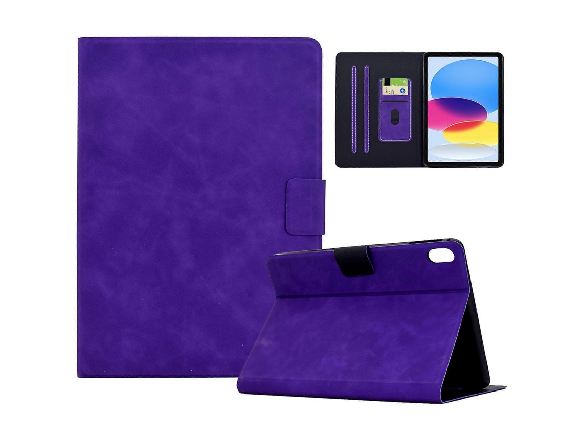 Capa de couro sintético Hengrongshen com compartimentos para cartões para iPad 10.9 (2022) Roxo (2025)