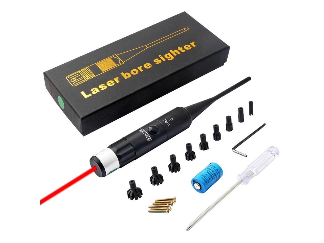 Kit De Mira De Bocal Com Luz Verde E Botão Grande Para Calibres De 0.177 A 0.50 Com 9 Adaptadores Plásticos