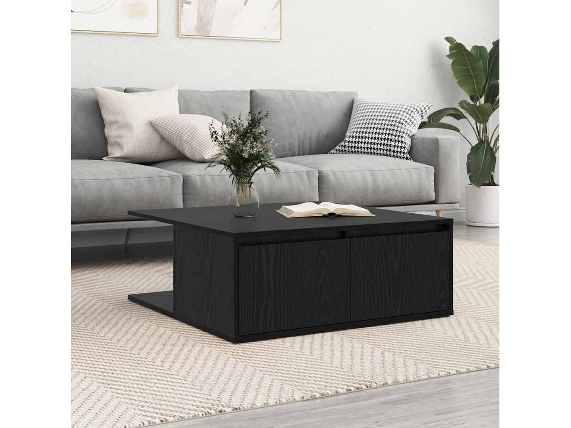 Vidaxl Mesa De Centro Carvalho Preto 80 X 80 X 31 Cm