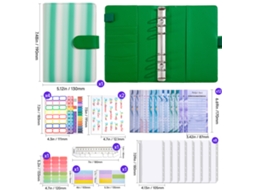 Aesthetic Fresh Loose Leaf Notebook, Eco Friendly Cover, Ruled Grid Refills Deluxe Gift Set Rainbow Stripe Mint Green To