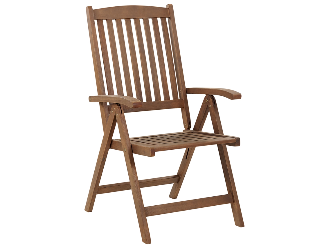 Silla De Exterior Plegable Beliani Amantea De Madera De Acacia Marrón 54x69x105